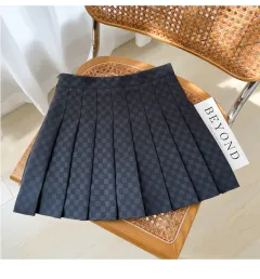 Plaid A-line Skirt For Women Pleated High-waisted And Figure-flattering - Grey - View 1