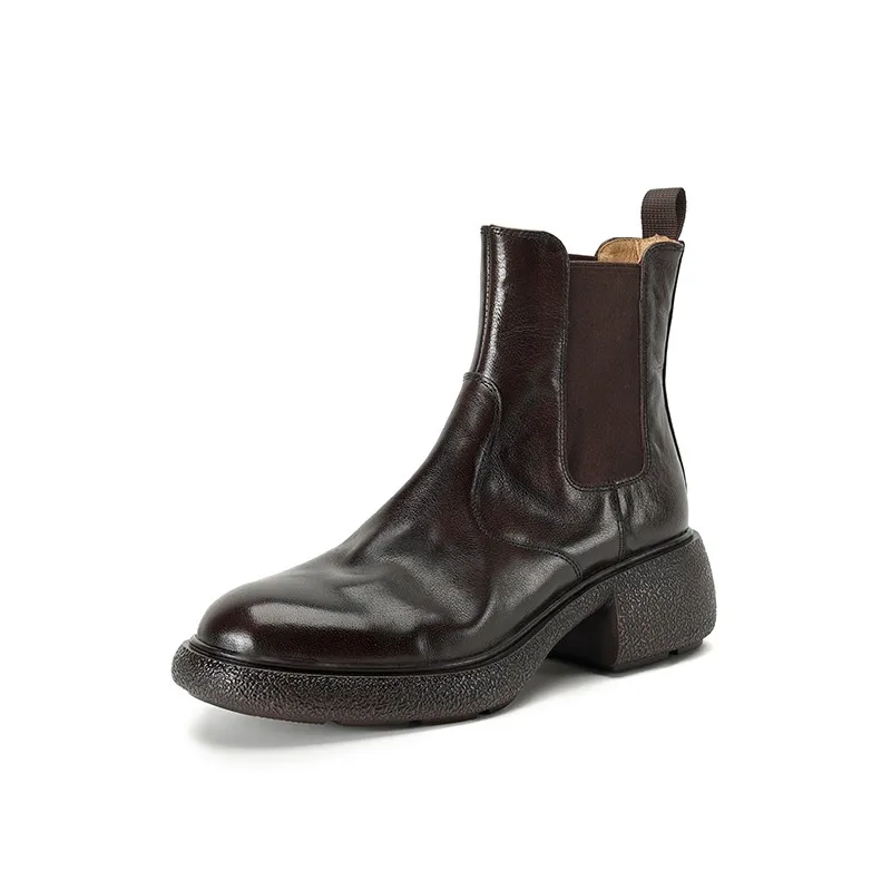 Womens British-style Dr Ankle Boots With Chunky Heels - Brown