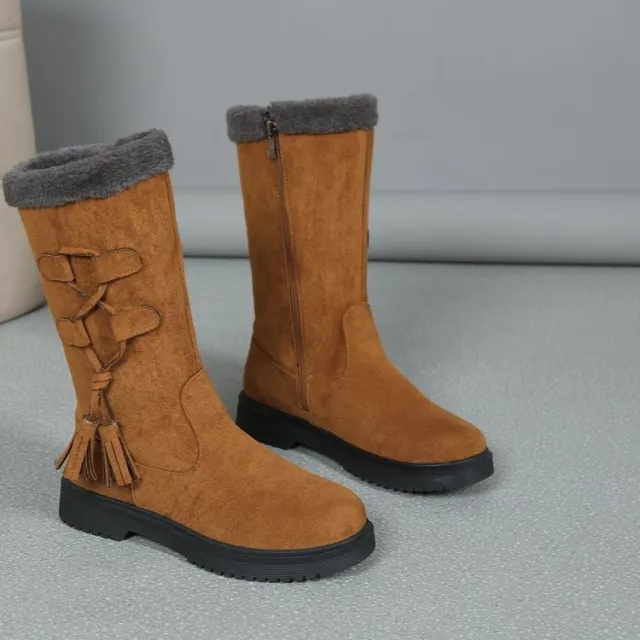 Womens Thick soled Fleece lined Extra thick Boots From Europe And The US Brown - Shop at LoveMi