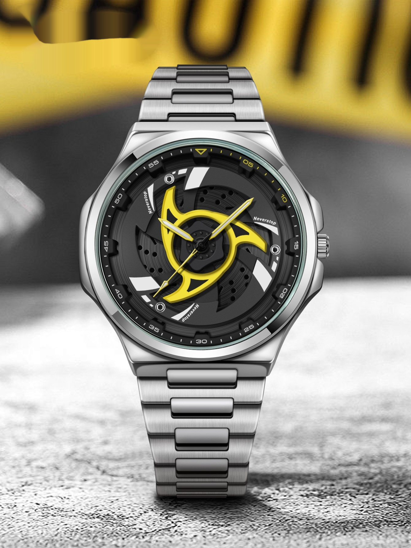 Neverstop 946 Rotating Bezel Dial Quartz Watch With A Sporty Design For Men