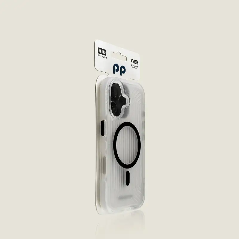 Black Matte Skin-feel Striped Phone Case With Magnetic Attachment And Built-in Lanyard For Drop Protection
