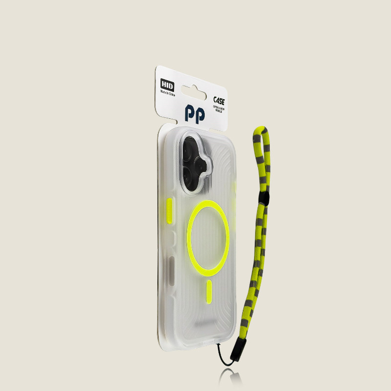 Black Matte Skin-feel Striped Phone Case With Magnetic Attachment And Built-in Lanyard For Drop Protection