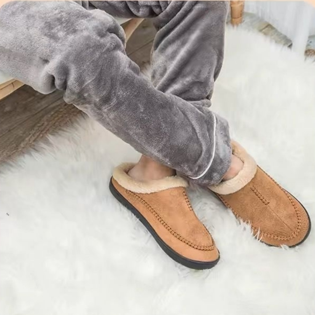 Mens Fur-lined Slippers From Europe And The US Non-slip Bean-shaped Cotton Shoes