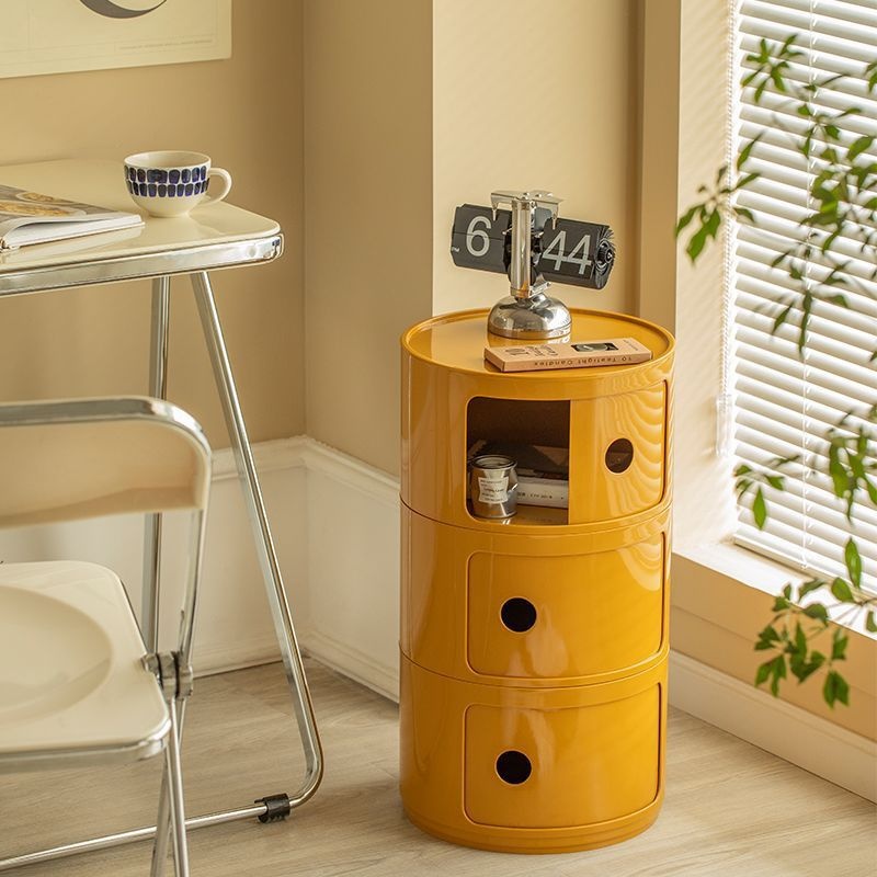 Cylindrical Bedside Living Room Multi-tiered Bedroom Storage Cabinet 4