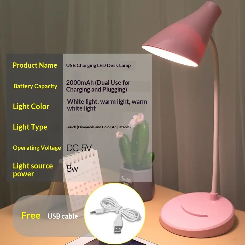 LED Eye-Care Three-Mode Dimmable USB-Charging Desk Lamp