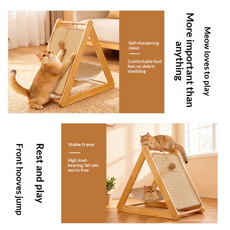 All-in-one Wear-resistant Lint-free Solid Wood Cat Tree