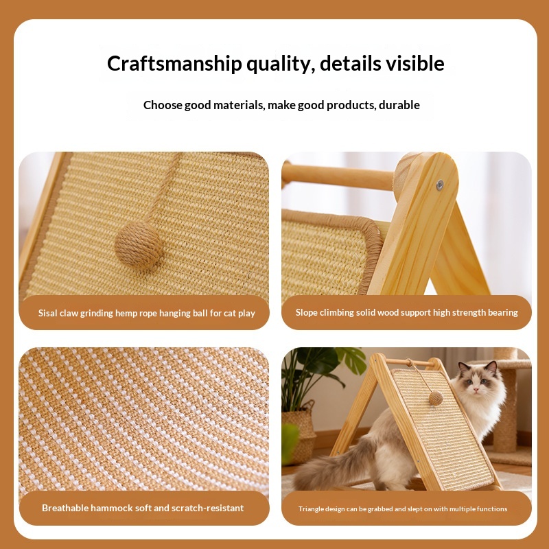 All-in-one Wear-resistant Lint-free Solid Wood Cat Tree