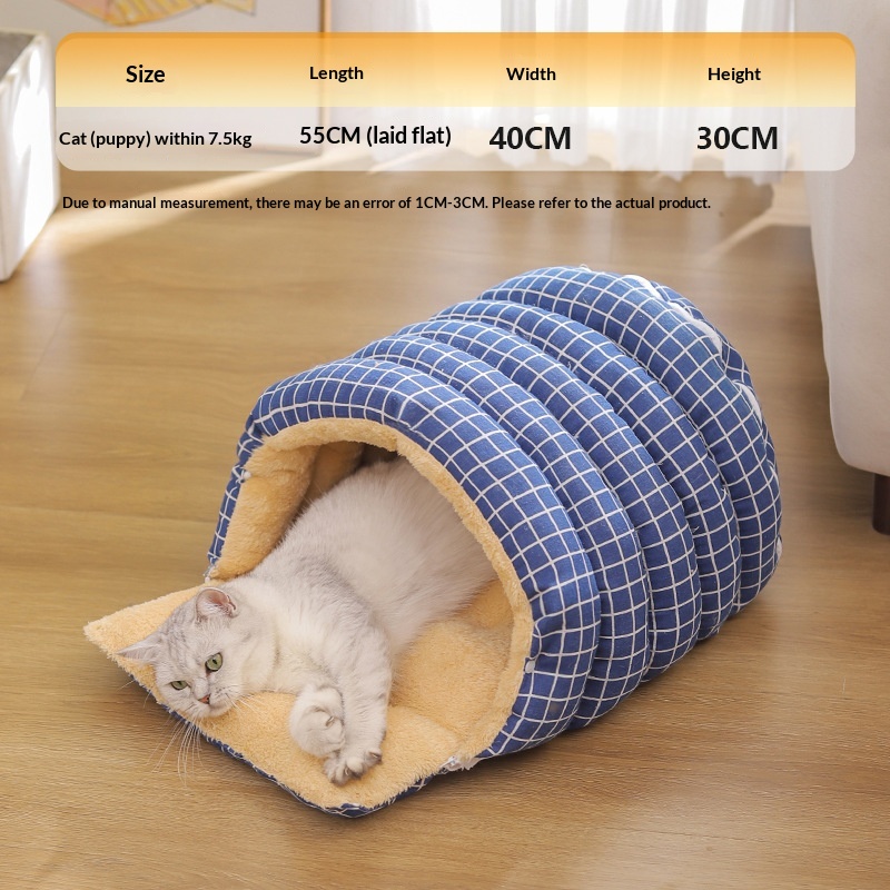 Thickened Insulated Pet Bed With A Closed Design And A Handy Handle