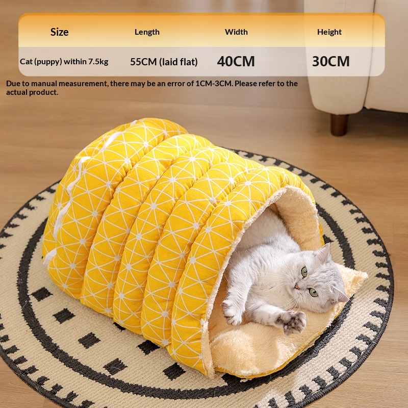 Thickened Insulated Pet Bed With A Closed Design And A Handy Handle