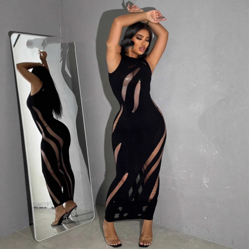 Thick One piece Knitted Dress Suitable For Wearing As Outerwear Black - Shop at LoveMi