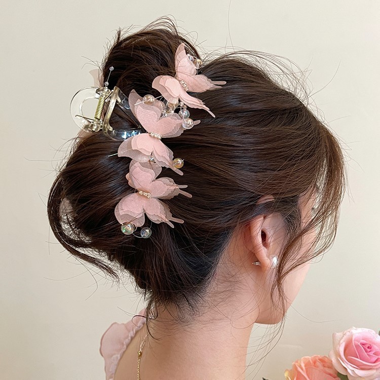 Ultra-fairy Sheer White Lively Butterfly Hair Clip