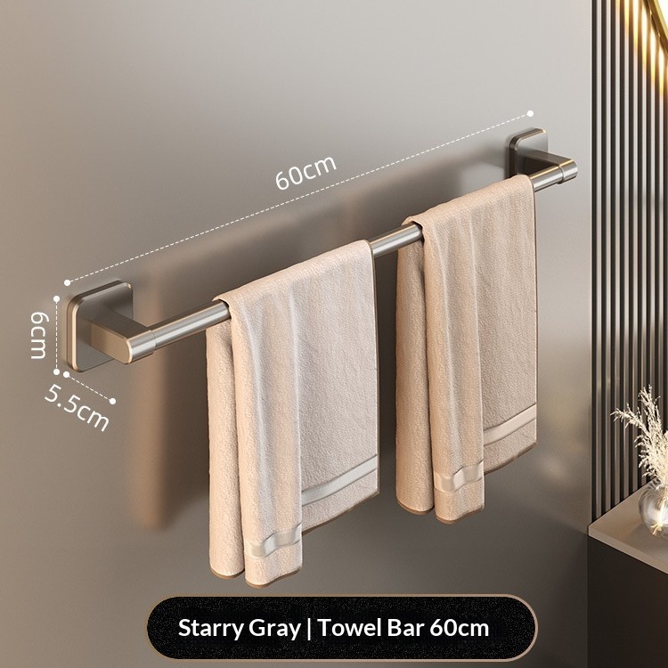 Punch-free Towel Bar Wall-mounted Shelf For The Bathroom Or Washroom 6