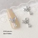 Silver Zircon Bow Nail Art Accessories view 2