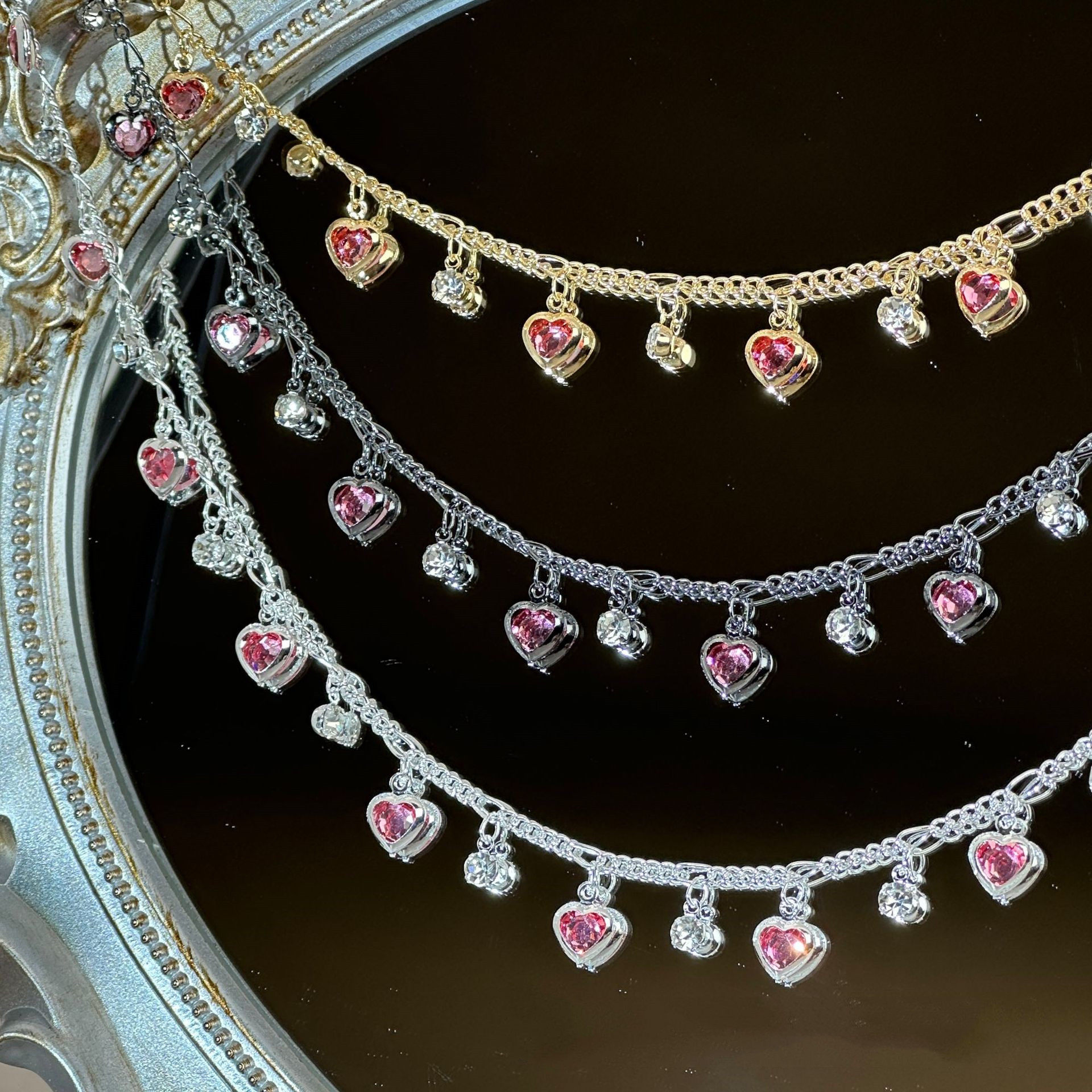 Heart Rhinestone High-colorfast Chain