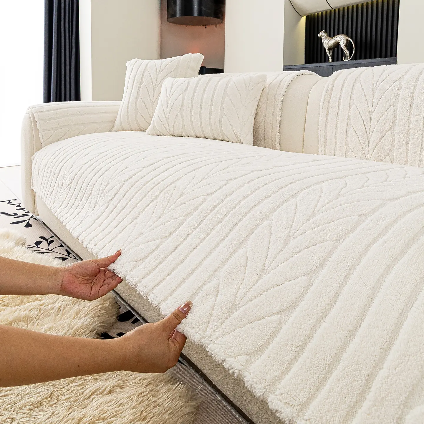 Simple Thickened Cozy Cotton-flannel Seat Cushion Cover