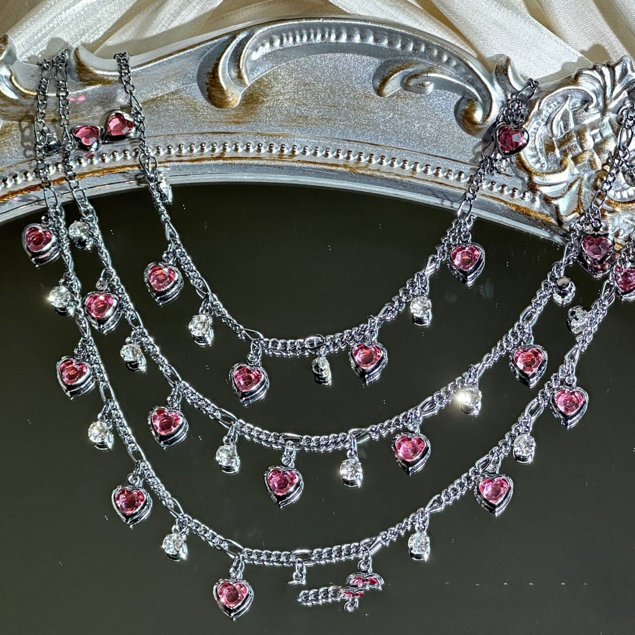 Heart Rhinestone High-colorfast Chain