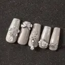 Silver Zircon Bow Nail Art Accessories view 1