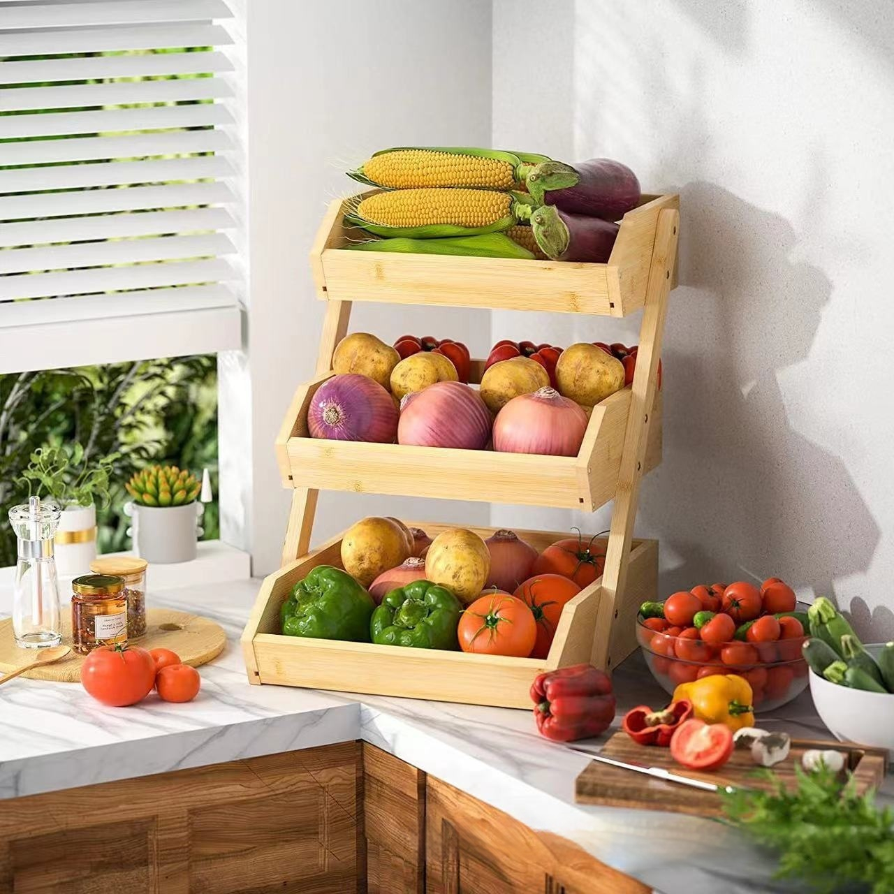 Portable Multi-tier Kitchen Vegetable And Fruit Rack