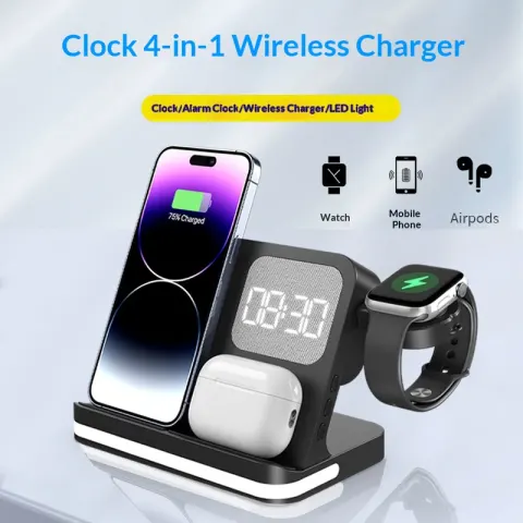 Clock Alarm Compatible with Mobile Phones Smartwatches Headphones