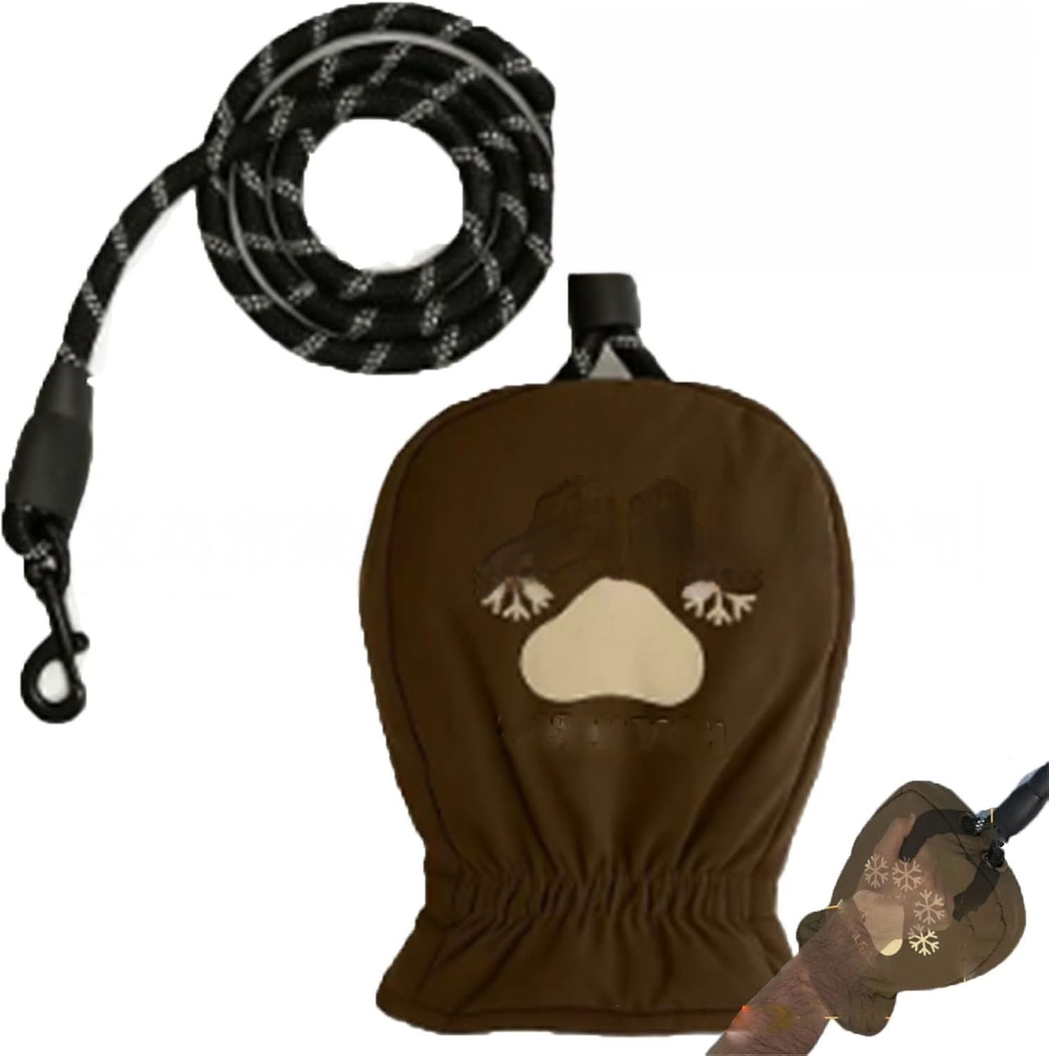 Warm Waterproof Gloves For Pet Lovers With A Dog Leash