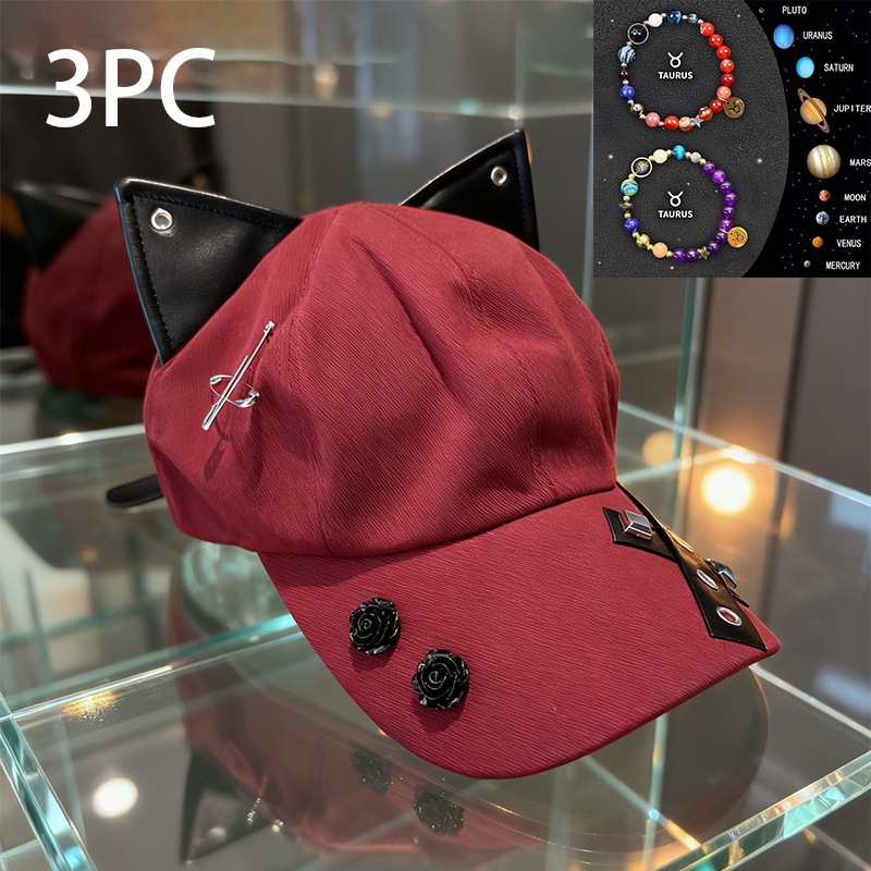 Y2K American Retro Cat Ears Flat Brim