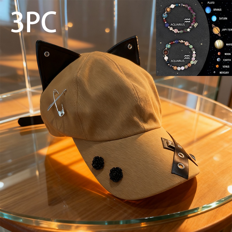 Y2K American Retro Cat Ears Flat Brim