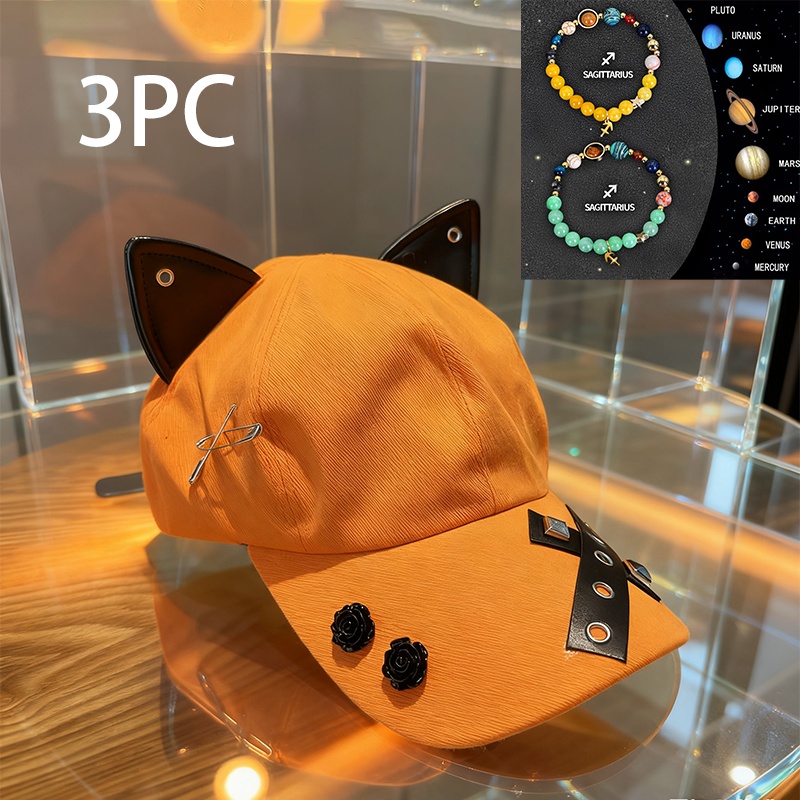 Y2K American Retro Cat Ears Flat Brim