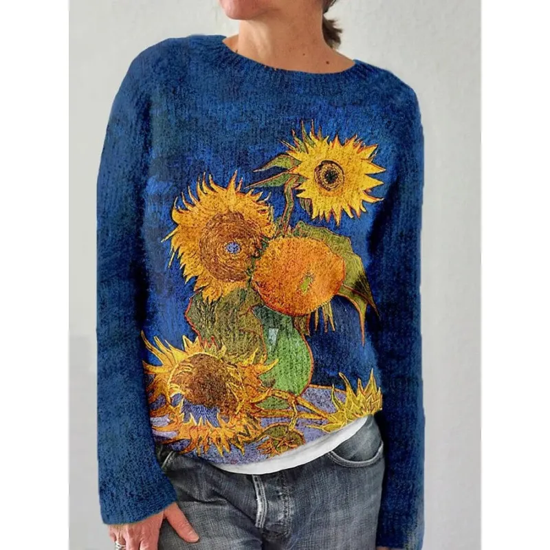 Printed Women's Sweater Pattern Pullover Sweater - Twm98710-4Xl