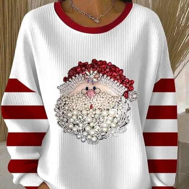 Womens Relaxed Casual Christmas-Style Pullover Top