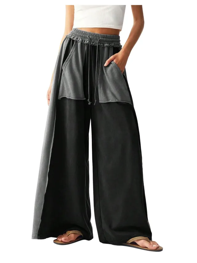 Cotton Casual Loose Japanese Style Retro Minority Splicing Design Casual Pants Black - Shop at LoveMi
