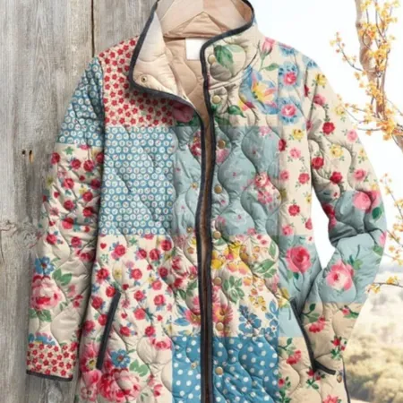 Womens Stylish Cotton-padded Coat With A Fashionable Print - 1 Style-Xl