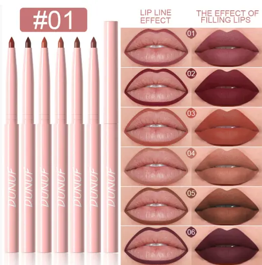 DUNUF 6-Piece Lip Liner Set Easy To Apply Velvet Finish