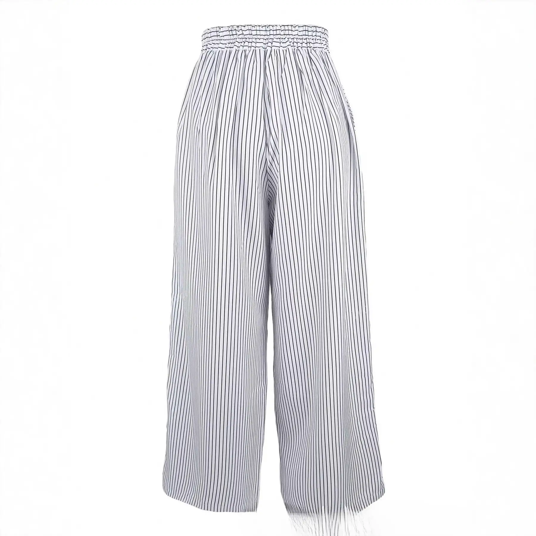 Casual Striped Button-up Wide-leg Pants