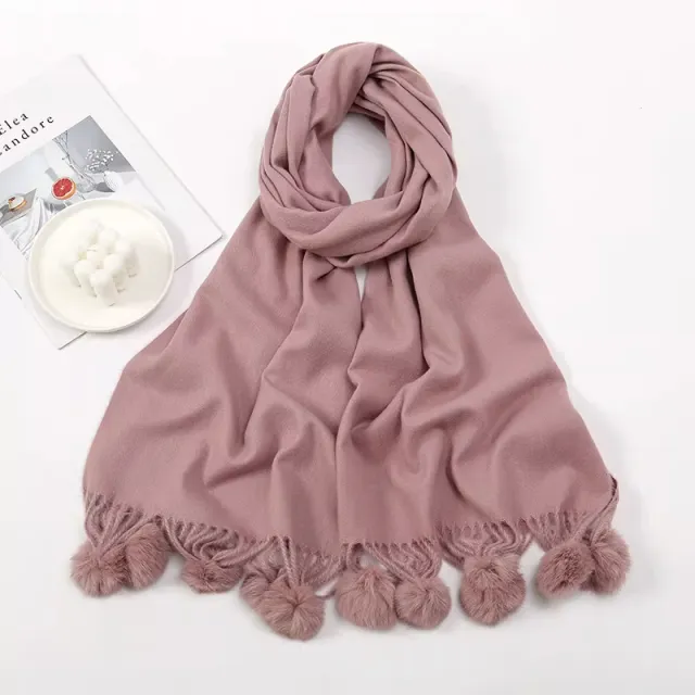 Solid Color Cashmere Like Scarf With Fleece Lining For Extra Warmth Pink - Shop at LoveMi