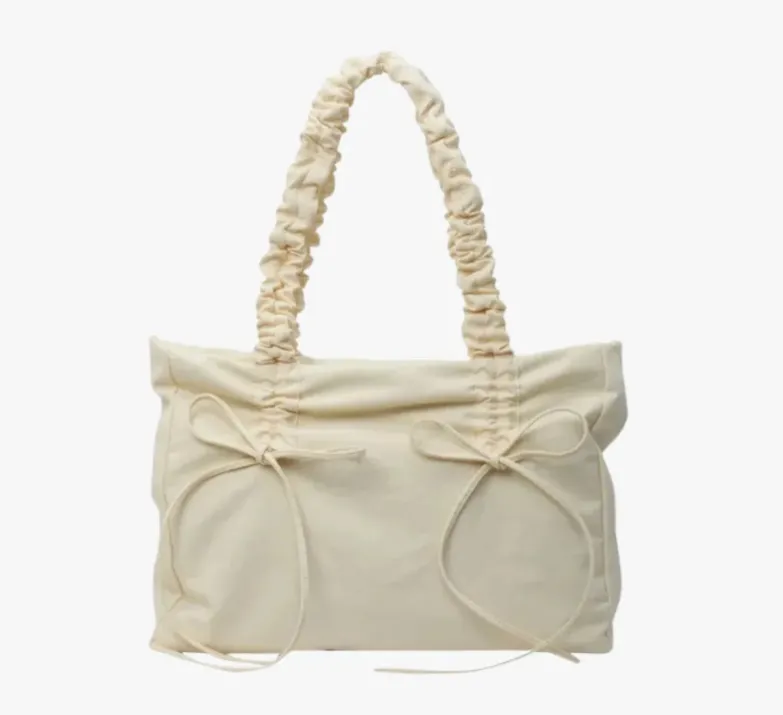 Pleated Large Capacity Bag Female Korean Style Simple And Casual Tote Bag Commuter Shoulder Bag - Khaki