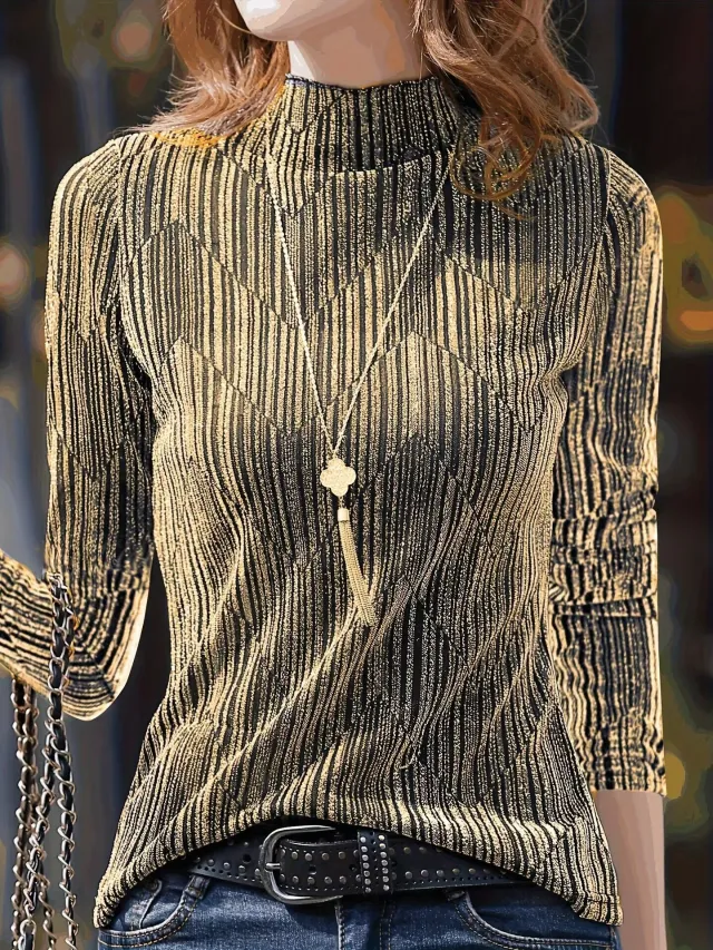 New Stylish Slim fit Casual Top Featuring A Chic Pleated Design Khaki - Shop at LoveMi