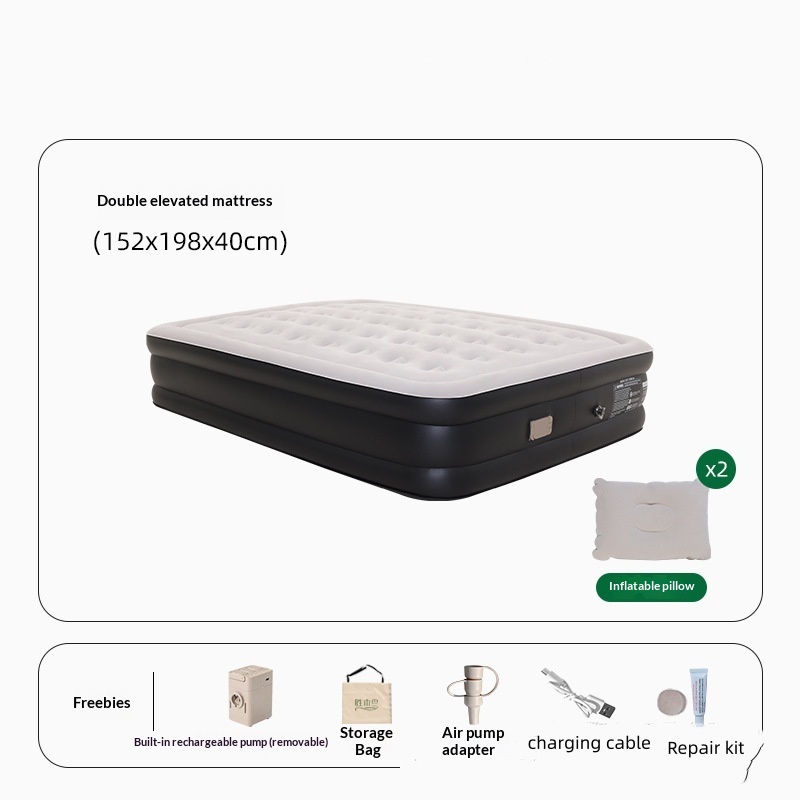 Thickened Outdoor 2-in-1 Inflatable Bed With Built-in Pump For Inflation And Deflation