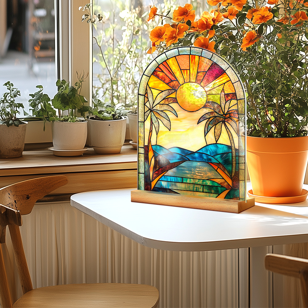 Plant Floral And Landscape Decorative Acrylic Ornaments With A Glass-like Texture