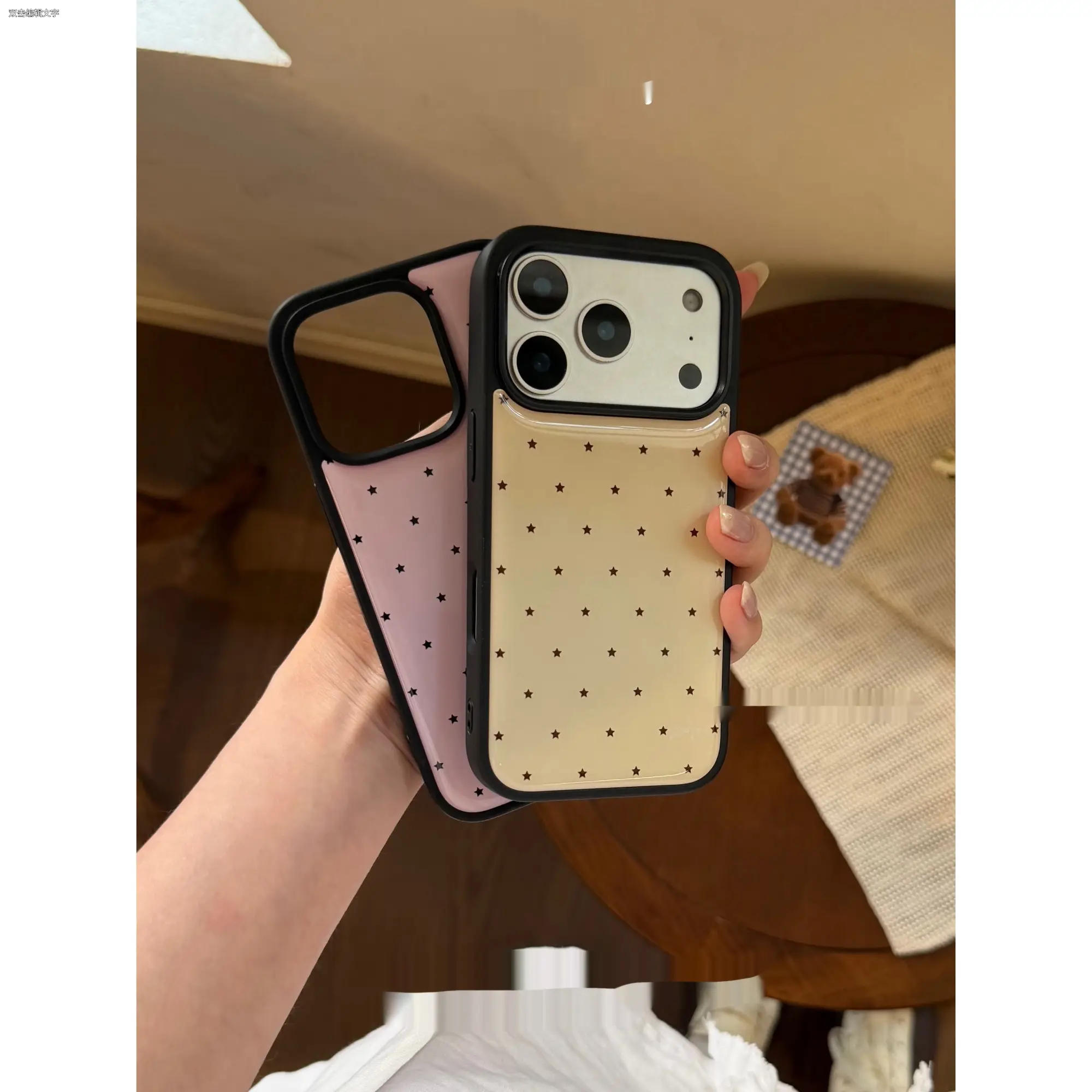 Korean-style Matte Black Frame Glossy Acrylic Phone Case