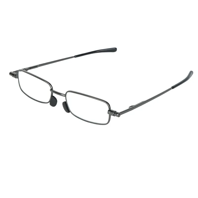 Ultra-thin Mens Metal Spring-leg Reading Glasses With Rotating Frames - Gray