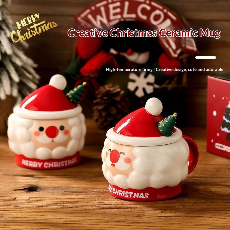 Christmas Mug Christmas Gift Mug With Lid (O shaped Green)