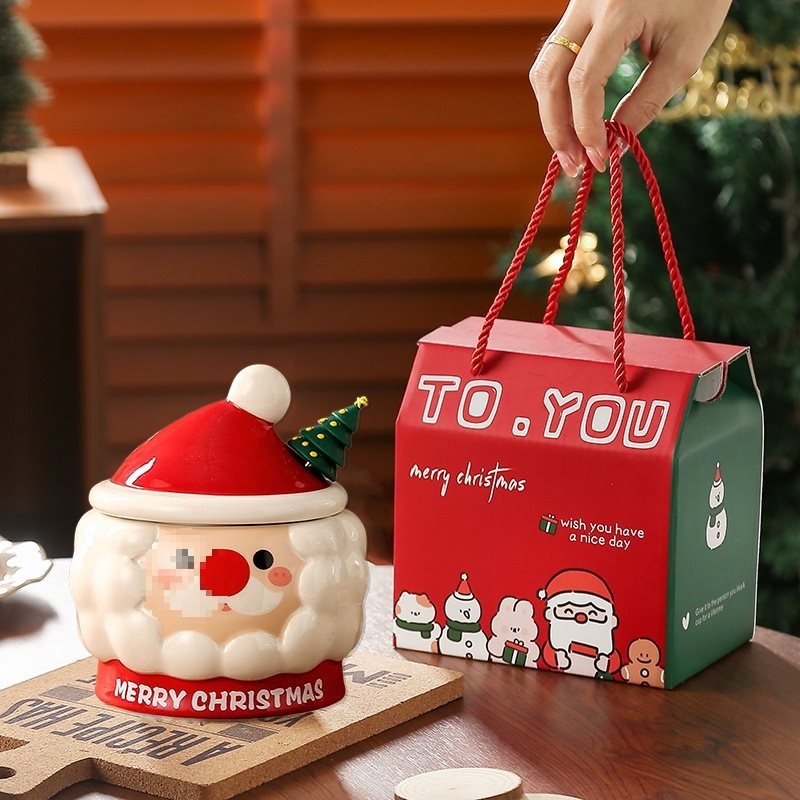 Christmas Mug Christmas Gift Mug With Lid (O shaped Green)
