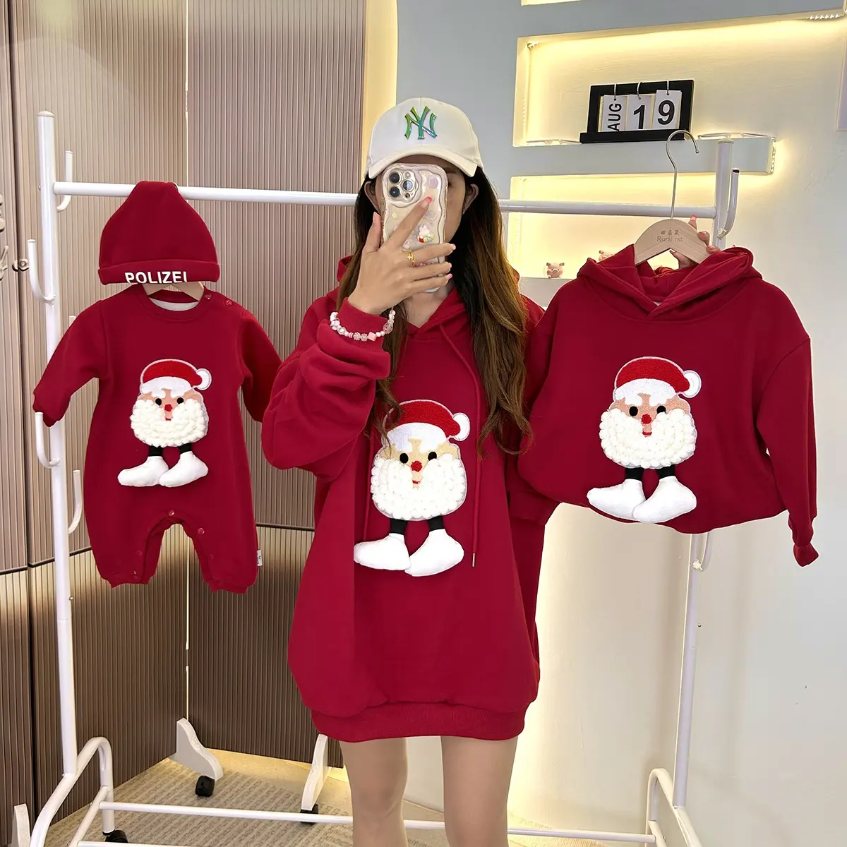 Christmas Parent-child Outfits Fleece-lined Hooded Romper