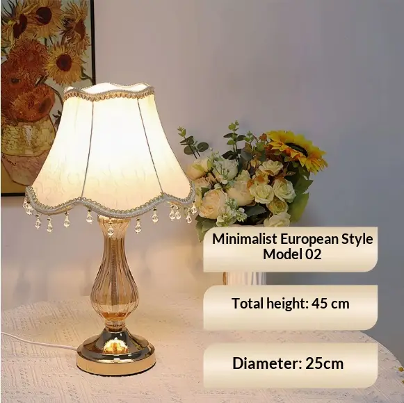 Light Luxury Dimmable Bedside Table Lamp For European-Style Bedrooms