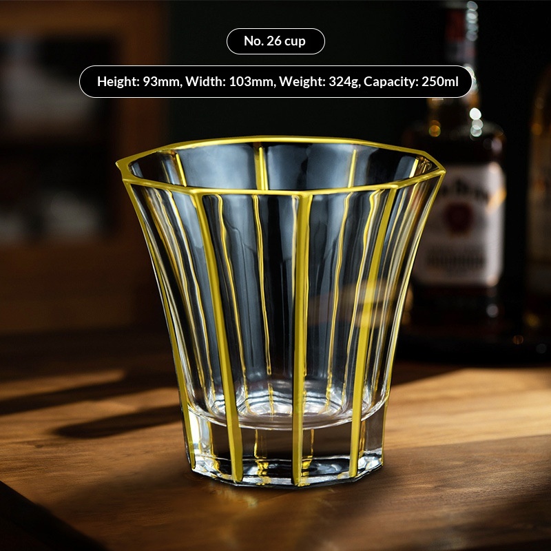 Transparent Glass Whisky Glasses With Gold Trimmed Rimsluxury Yet Understated For Home Use 12