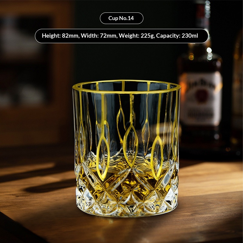 Transparent Glass Whisky Glasses With Gold Trimmed Rimsluxury Yet Understated For Home Use 7