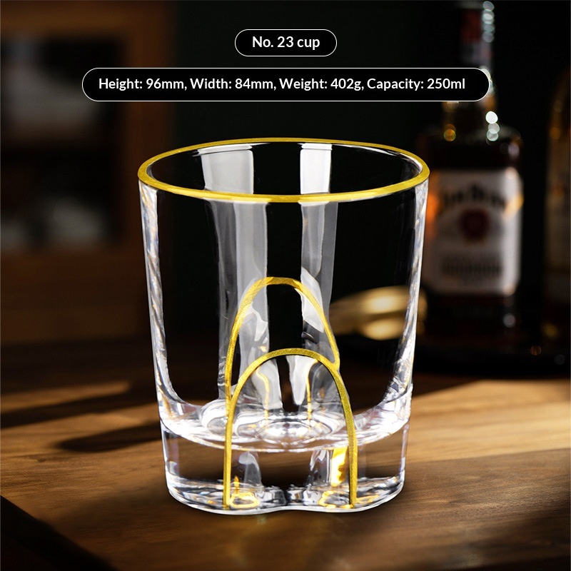 Transparent Glass Whisky Glasses With Gold Trimmed Rimsluxury Yet Understated For Home Use 10