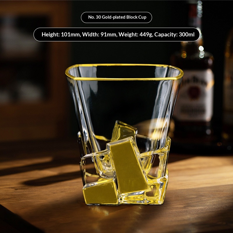 Transparent Glass Whisky Glasses With Gold Trimmed Rimsluxury Yet Understated For Home Use 16