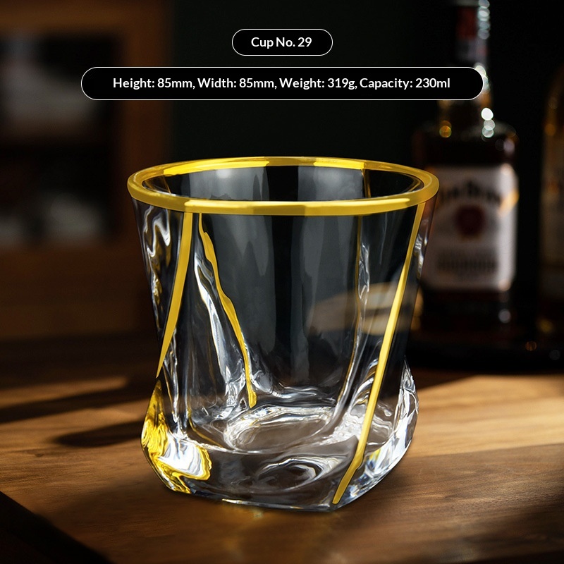Transparent Glass Whisky Glasses With Gold Trimmed Rimsluxury Yet Understated For Home Use 14