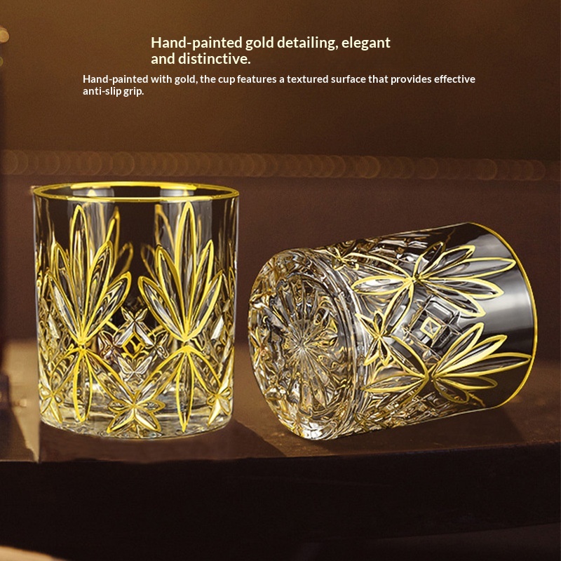 Transparent Glass Whisky Glasses With Gold Trimmed Rimsluxury Yet Understated For Home Use